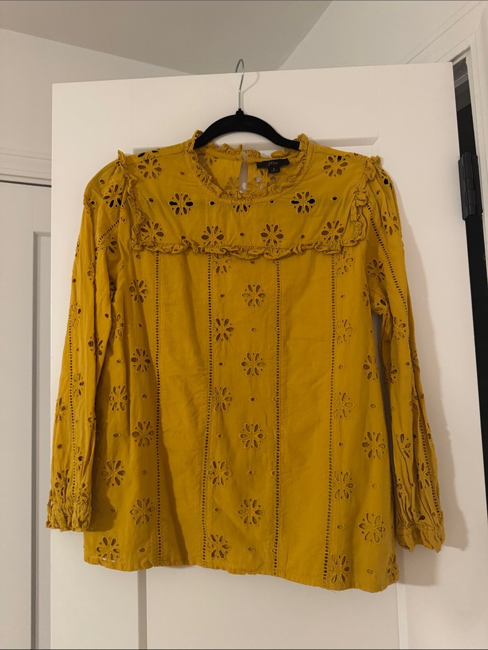 J. Crew Eyelet Long-Sleeve Peasant Top